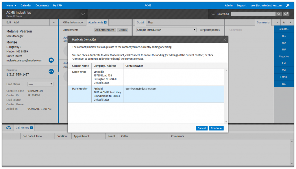 duplicate contacts