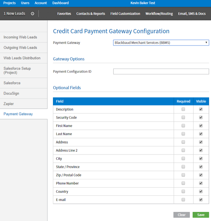 Blackbaud payment gateway