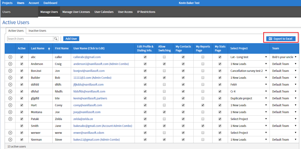 export user details